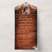 素朴Wood String Lights きらめく Photo結婚's オールインワン招待状 (内側)