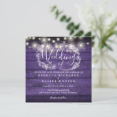 素朴Wood String Lights Purple 結婚's 招待状 (スタンド正面)