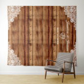 素朴Wood & White Laceの結婚写真背景 タペストリー (インサイチュ(横))