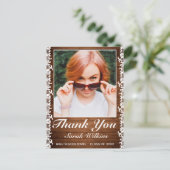 素朴Wood & White Lace卒業写真感謝してい ポストカード (スタンド正面)