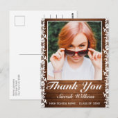 素朴Wood & White Lace卒業写真感謝してい ポストカード (正面/裏面)