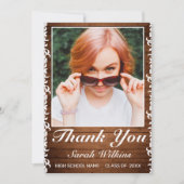 素朴Wood & White Lace卒業写真感謝していY サンキューカード (正面)