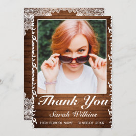 素朴Wood & White Lace卒業写真感謝していY サンキューカード