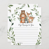 素朴Woodland Animals Greeneryメッセージカード (正面/裏面)