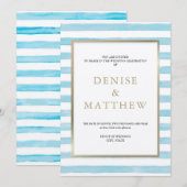 紡いだ砂糖 水彩の縞模様と金の文字の招待状 招待状 (正面/裏面)