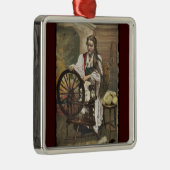 紡ぎ車に乗ったノルウェーの少女 メタルオーナメント (右)