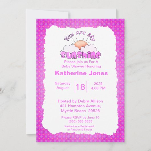 紫あなたは私のサンシャインベビーシャワー 招待状 (正面)