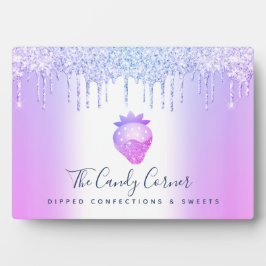 紫いちごグリッタードリップシェフデザートスイーツ フォトプラーク