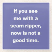 紫おもしろいのキルター問題引用文 ガラスコースター (正面)