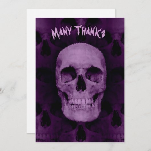 紫おもしろいハロウィンスカル多感謝してい数 シーズンカード (正面/裏面)