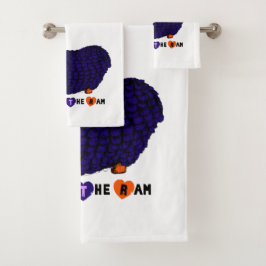 紫おもしろいラム年中国の〔占星術の〕十二宮図タオル一式 バスタオルセット