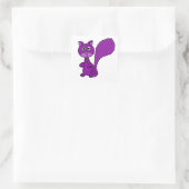 紫おもしろいリスの漫画 スクエアシール (バッグ)