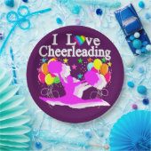 紫およびピンクのチアリーティング紙プレート ペーパープレート (パーティー)