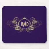 紫およびフェイクグリッターガーリーフローラ枠 マウスパッド (正面)