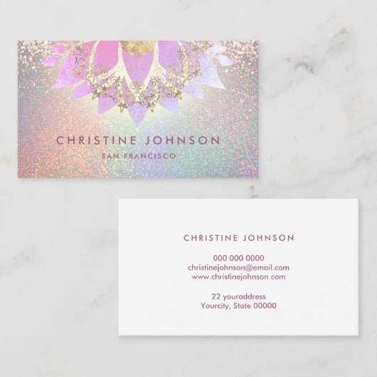 紫およびフェイク金ゴールド効果デザイン 名刺 (正面/裏面)