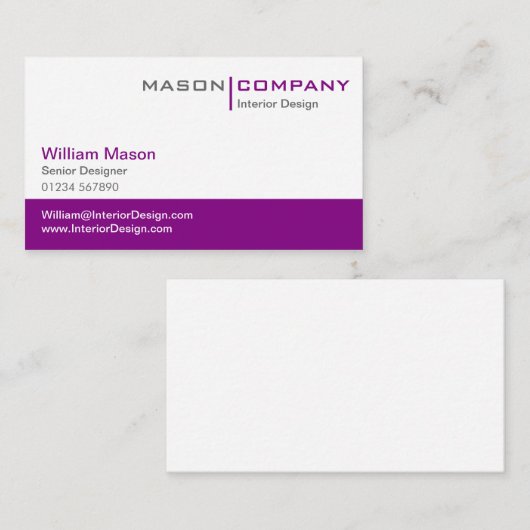 紫および白の企業の名刺 名刺 (正面/裏面)