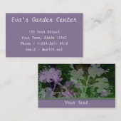 紫および緑のフローラ名刺 名刺 (正面/裏面)