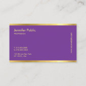 紫および金ゴールドタイポグラフィスクリプトモダンテンプレート 名刺 (裏面)