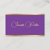 紫および金ゴールドタイポグラフィスクリプトモダンテンプレート 名刺 (正面)