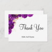 紫および金ゴールドフローラサンキューカード (正面/裏面)