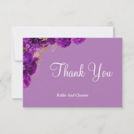 紫および金ゴールドフローラサンキューカード