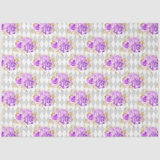 紫および金ゴールドフローラシリーズデザイン2 薄葉紙 (正面)