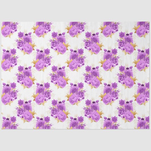 紫および金ゴールドフローラシリーズデザイン5 薄葉紙 (正面)