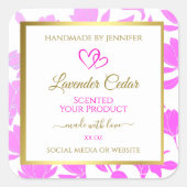 紫および金ゴールドフローラ製品のパッケージラベル スクエアシール (正面)