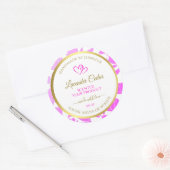 紫および金ゴールドフローラ製品のパッケージラベル ラウンドシール (封筒)