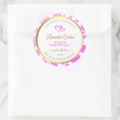 紫および金ゴールドフローラ製品のパッケージラベル ラウンドシール (バッグ)