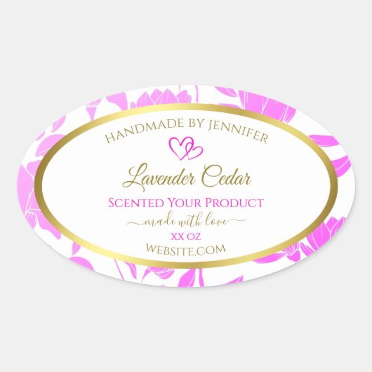 紫および金ゴールドフローラ製品のパッケージラベル 楕円形シール (正面)