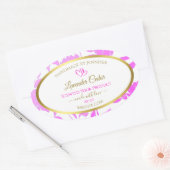 紫および金ゴールドフローラ製品のパッケージラベル 楕円形シール (封筒)