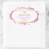 紫および金ゴールドフローラ製品のパッケージラベル 楕円形シール (バッグ)