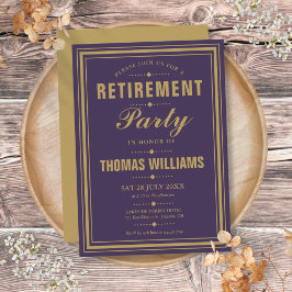 紫および金ゴールドモダン除エレガント職パーティー 招待状