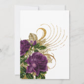 紫および金ゴールドヴィンテージフローラモノグラム結婚ズ 招待状 (裏面)