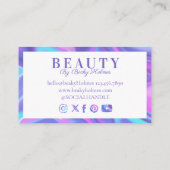 紫および青の水色ホログラフィックデザイン美しい 名刺 (裏面)