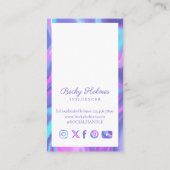 紫および青の水色ホログラフィックデザイン美しい 名刺 (裏面)