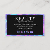 紫および青の水色ホログラフィックデザイン美しい 名刺 (裏面)