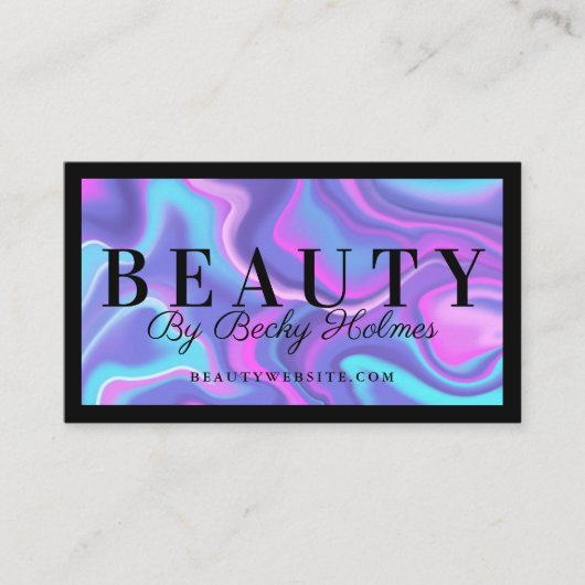 紫および青の水色ホログラフィックデザイン美しい 名刺 (正面)