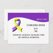 紫および黄色のリボンハート ポストカード (正面/裏面)