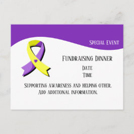 紫および黄色のリボンハート ポストカード