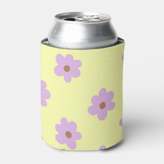 紫お洒落と黄色の花のレトロ陽気 缶クーラー (缶正面)