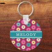 紫お洒落のドーナツパターン キーホルダー (正面)