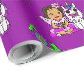 紫お洒落の妖精、花、蝶 ラッピングペーパー (ロールコーナー)