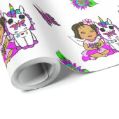 紫お洒落の妖精、花、蝶 ラッピングペーパー (ロールコーナー)