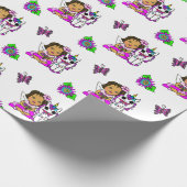紫お洒落の妖精、花、蝶 ラッピングペーパー (角)