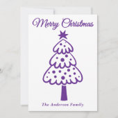 紫お洒落の手描きクリスマスツリー シーズンカード (正面)