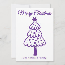 紫お洒落の手描きクリスマスツリー シーズンカード