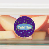 紫お洒落の星と月パーソナライズされた ラベル (貼付)