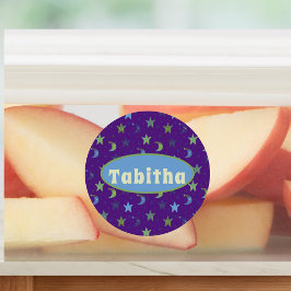 紫お洒落の星と月パーソナライズされた ラベル